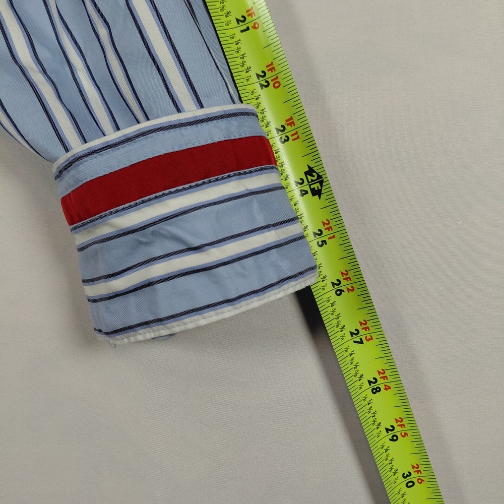 Ezra Fitch Abercrombie & Fitch Mens Large Blue Striped Long Sleeve Button Down - Picture 12 of 12